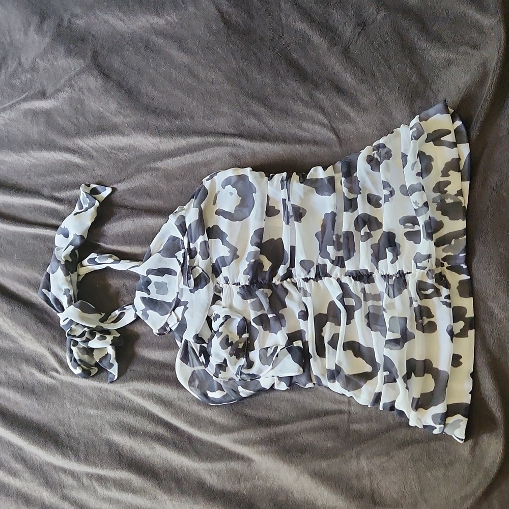 Express printed linen halter top